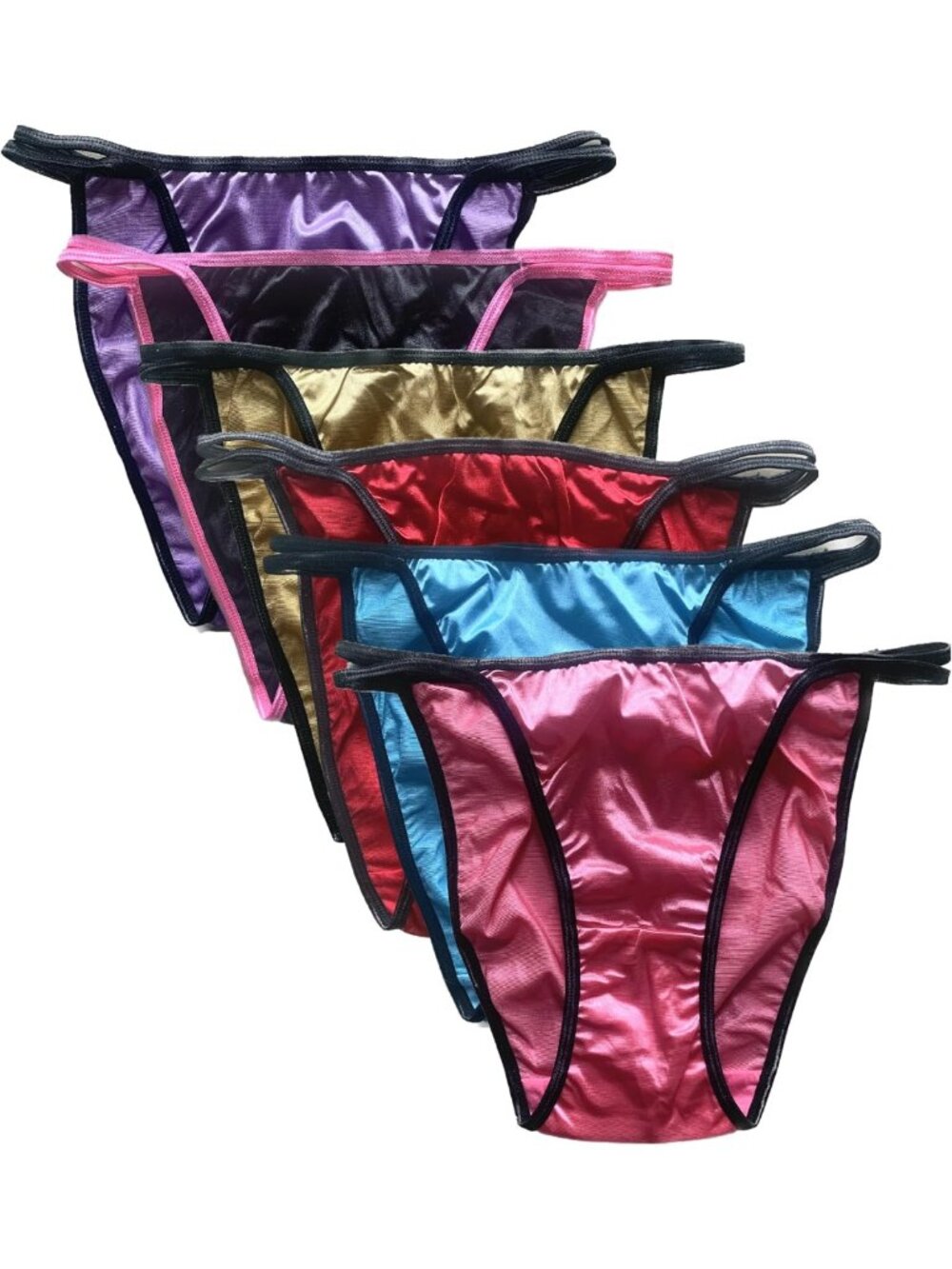 Vibrant 6-Pack Women's Satin String Bikini Underwear - Sexy & Comfortable